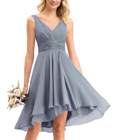 Women's Double V Neck Short Bridesmaid Dresses 2023 Ruched Chiffon Formal Cocktail Dress for Party Homecoming Wisteria $23.00...