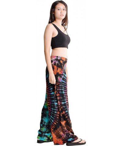 Women's Cold Dyed Wide Leg Palazzo Yoga Tie Dye Pants Rainbow Black $21.00 Pants