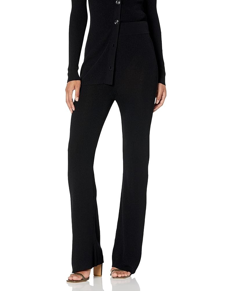 Women's Ellison Rib Flare Leg Sweater Pant Black $19.62 Pants