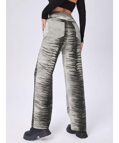 Jeans for Women - Tiger Skin Print Straight Leg Jeans (Color : Multicolor, Size : Large) Small Multicolor $23.76 Jeans