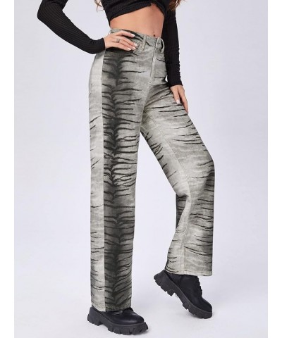 Jeans for Women - Tiger Skin Print Straight Leg Jeans (Color : Multicolor, Size : Large) Small Multicolor $23.76 Jeans