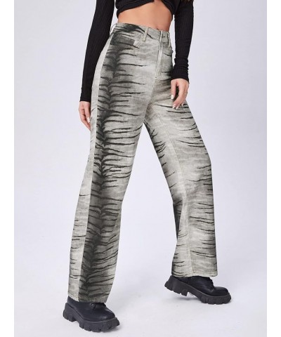 Jeans for Women - Tiger Skin Print Straight Leg Jeans (Color : Multicolor, Size : Large) Small Multicolor $23.76 Jeans