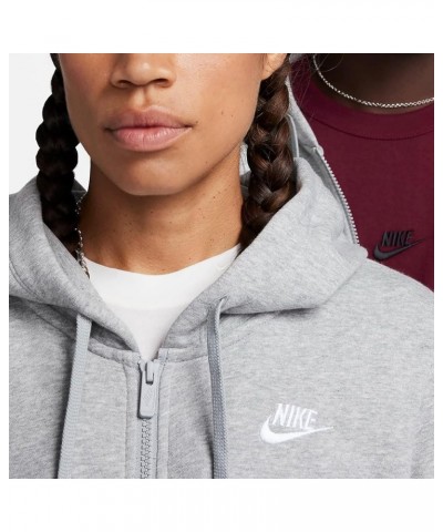 Women's NSW Fleece Hoodie Full Zip Varsity Dark Grey Heather/White $30.25 Activewear