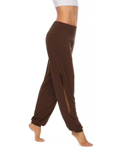 Womens Harem Yoga Pants Side Slit Sport Workout Sweatpants Coffee $15.20 Activewear