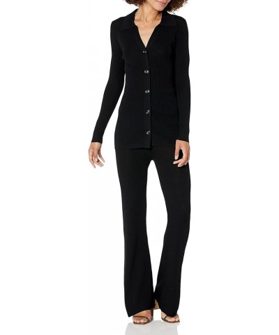 Women's Ellison Rib Flare Leg Sweater Pant Black $19.62 Pants