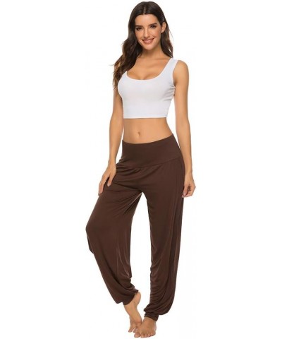 Womens Harem Yoga Pants Side Slit Sport Workout Sweatpants Coffee $15.20 Activewear