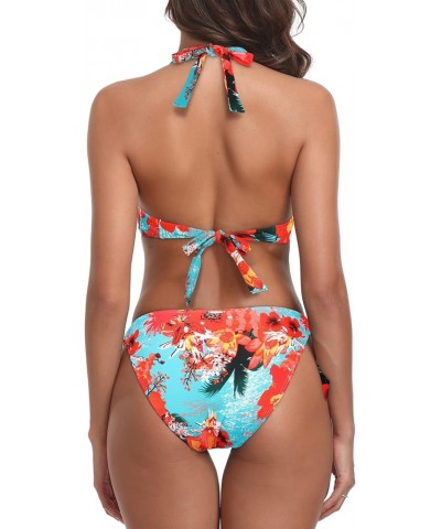 Women's Underwire Bikini Set Blue Floral $26.09 Swimsuits