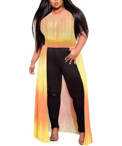 Plus Size Womens Sheer Mesh Swimsuit Cover Ups Dress Short Sleeve See Through Dresses for Women Sexy Club Yellow Orange 122 $...