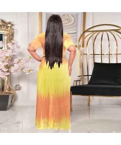 Plus Size Womens Sheer Mesh Swimsuit Cover Ups Dress Short Sleeve See Through Dresses for Women Sexy Club Yellow Orange 122 $...