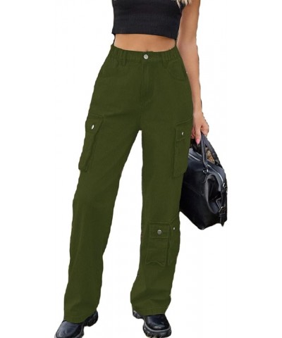 Women's High Waist Baggy Cargo Jeans Flap Pocket Relaxed Fit Straight Wide Leg Y2K Fashion Cargo Pants Boyfriend Jeans I Gree...