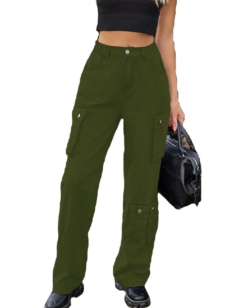 Women's High Waist Baggy Cargo Jeans Flap Pocket Relaxed Fit Straight Wide Leg Y2K Fashion Cargo Pants Boyfriend Jeans I Gree...