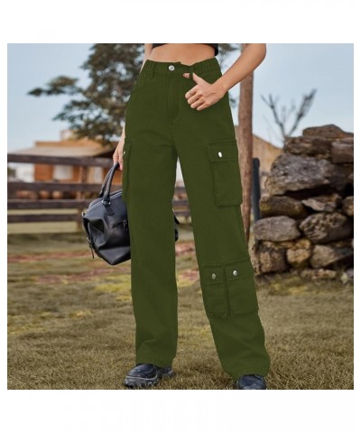 Women's High Waist Baggy Cargo Jeans Flap Pocket Relaxed Fit Straight Wide Leg Y2K Fashion Cargo Pants Boyfriend Jeans I Gree...