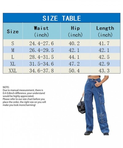 Women's High Waist Baggy Cargo Jeans Flap Pocket Relaxed Fit Straight Wide Leg Y2K Fashion Cargo Pants Boyfriend Jeans I Gree...