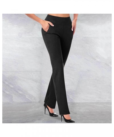 Women's Dress Pants High Waist Flare Pants with Pockets Pull On Stretchy Work Pants Business Office Casual Slacks A01-black $...