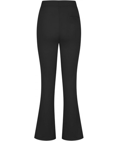 Women's Dress Pants High Waist Flare Pants with Pockets Pull On Stretchy Work Pants Business Office Casual Slacks A01-black $...