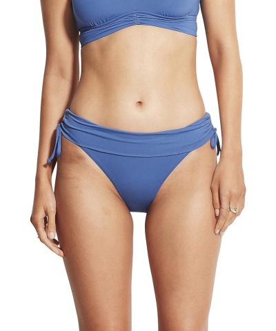 Women's Ruched Hipster Bikini Bottom Swimsuit with Adjustable Tie Sides Marina Blue $15.40 Swimsuits