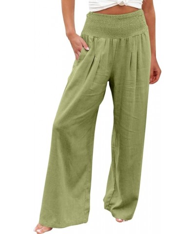 Women's Summer Pants Fashion Loose Casual Print High Waist Wide Leg Pants Casual, S-3XL 3-green $9.97 Pants