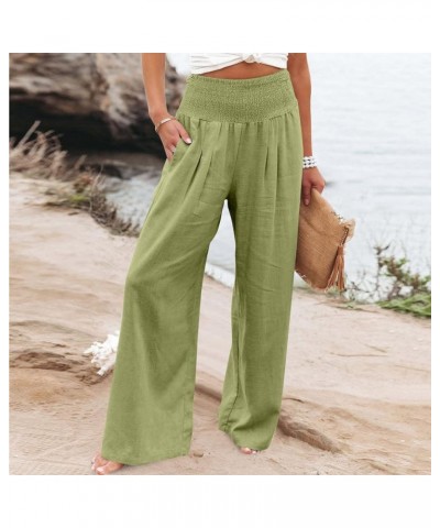 Women's Summer Pants Fashion Loose Casual Print High Waist Wide Leg Pants Casual, S-3XL 3-green $9.97 Pants