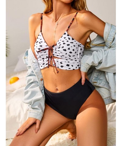 Women High Waisted Bikini Set Two Piece Tummy Control Wrap Swimsuit Lace Up Bathing Suit White $12.80 Swimsuits