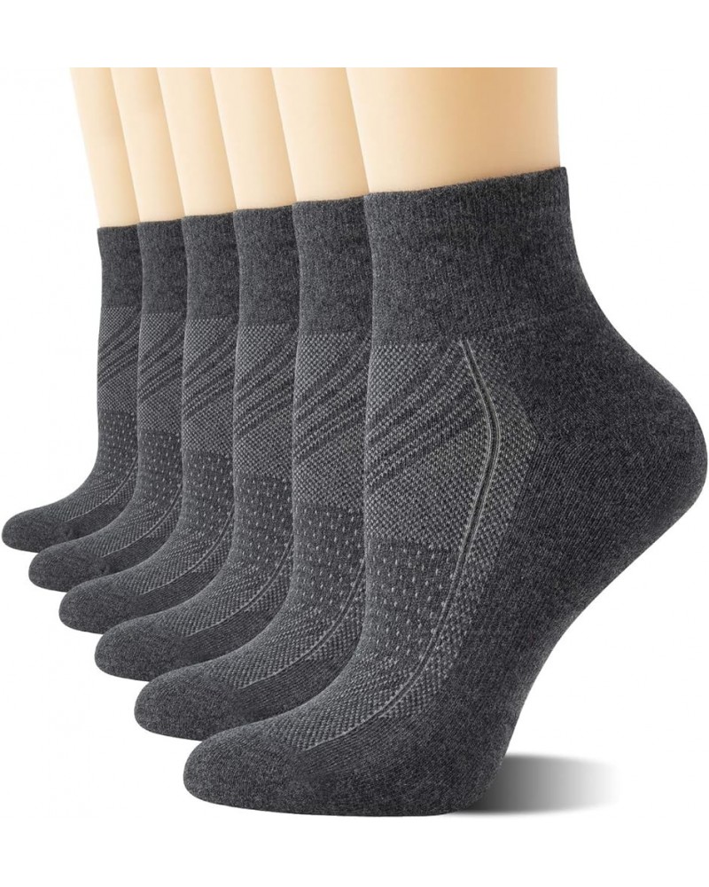 6 Pairs Women's Running Ankle Socks Athletic Sport Socks Cushioned 6 Pair Dark Grey $9.89 Activewear