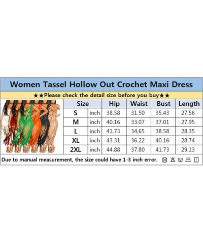 Women's Sexy Tassel Hollow Out See Through Crochet Maxi Long Dress Knitted Beach Dresses Swimsuit Coverup 1253-red $21.72 Swi...