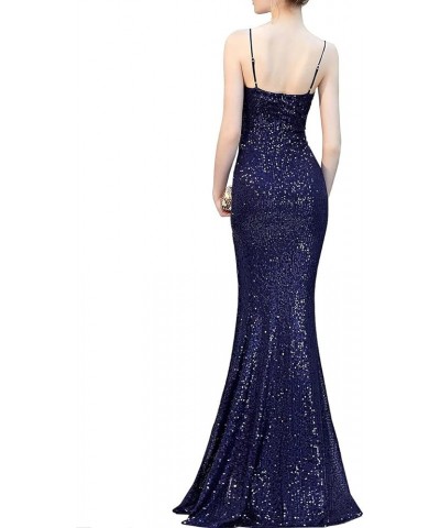 Prom Dress for Women Sphagetti Strap Sequin Party Dress Sexy Split Women's V-Neck Formal Maxi Dresses Summer Navy Blue $35.10...