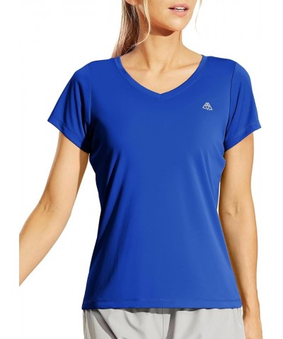 Women's Quick Dry Short Sleeve T-Shirts V-Neck UPF 50+ Tops Workout Athletic Fitness Running, Moisture Wicking Royal Blue $14...