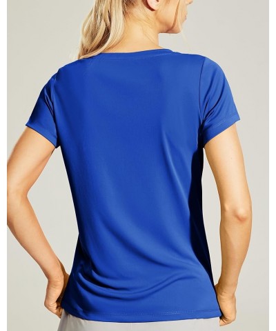 Women's Quick Dry Short Sleeve T-Shirts V-Neck UPF 50+ Tops Workout Athletic Fitness Running, Moisture Wicking Royal Blue $14...