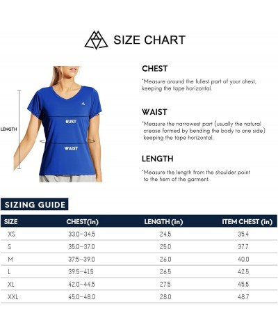 Women's Quick Dry Short Sleeve T-Shirts V-Neck UPF 50+ Tops Workout Athletic Fitness Running, Moisture Wicking Royal Blue $14...