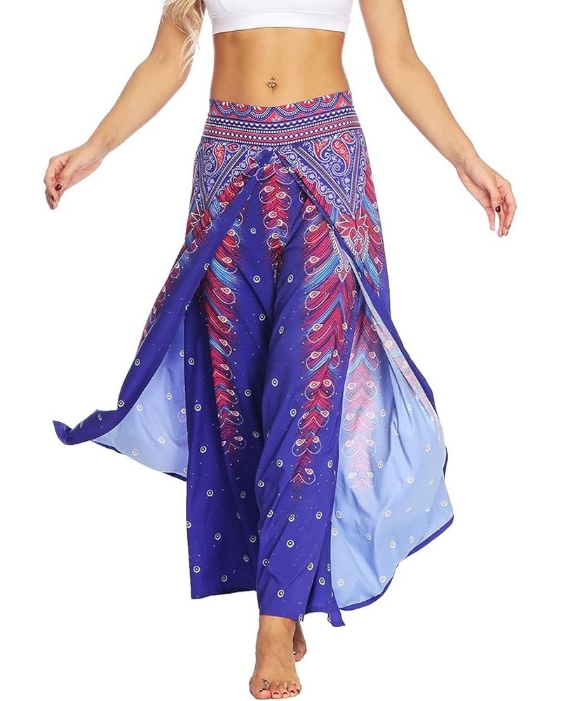 Women's Boho Pants Wide Leg Palazzo Slit Yoga Workout Palazzo Hippie Beach Pants Pattern4 $16.81 Pants