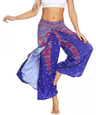 Women's Boho Pants Wide Leg Palazzo Slit Yoga Workout Palazzo Hippie Beach Pants Pattern4 $16.81 Pants