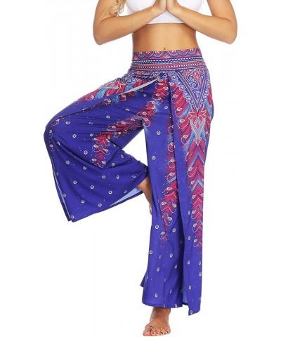 Women's Boho Pants Wide Leg Palazzo Slit Yoga Workout Palazzo Hippie Beach Pants Pattern4 $16.81 Pants