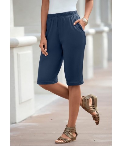 Women's Plus Size Soft Knit Bermuda Short Navy $15.47 Shorts