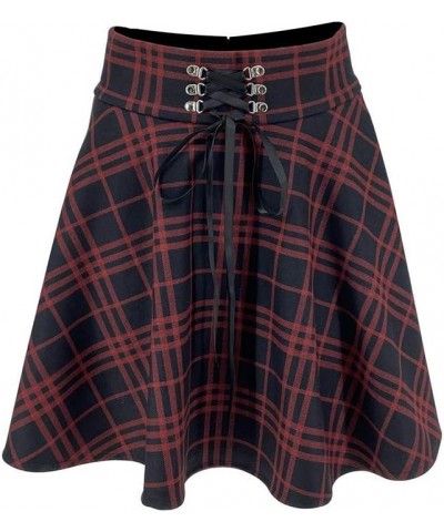 Womens Pleated Skirt Skater Skirt with Belt Goth Kawaii Plaid Mini Cute High Waist Tennis Skirt with Lining Shorts Gothic D L...