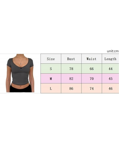 Women Basic Crop Top Short Sleeve Solid Round Neck Skinny Tops Cap Sleeve Slim Tee Shirt Cute Aesthetic Clothes Fitted Gray $...