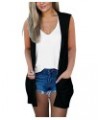 Women's Casual Sleeveless Floral Draped Open Front Cardigan Summer Lightweight Ruffles Hem Flowy Vests Blouses Tops Black $6....