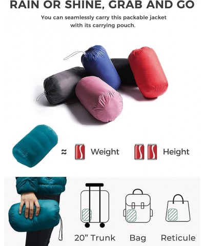 Women's Hooded Packable Ultra Light Weight Short Down Jacket Teal Blue $33.36 Jackets