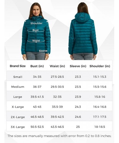 Women's Hooded Packable Ultra Light Weight Short Down Jacket Teal Blue $33.36 Jackets