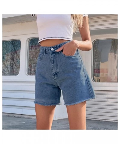 Washed Denim Jeans for Women, Fashion High Waist Slimming Jeans Loose Casual Solid Wide Legged Denim Pants with Pockets 3-dar...