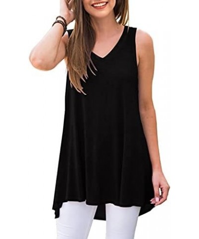 Women's Summer Sleeveless V-Neck T-Shirt Tunic Tops Blouse Shirts 01 Black $17.66 Tops