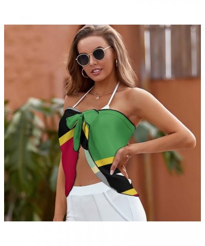 Womens Short Beach Wrap Saint Lucia Flag Bikini Wrap Cover Up for Pool Vacation Party XL Medium Style-9 $13.47 Swimsuits