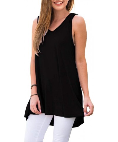 Women's Summer Sleeveless V-Neck T-Shirt Tunic Tops Blouse Shirts 01 Black $17.66 Tops