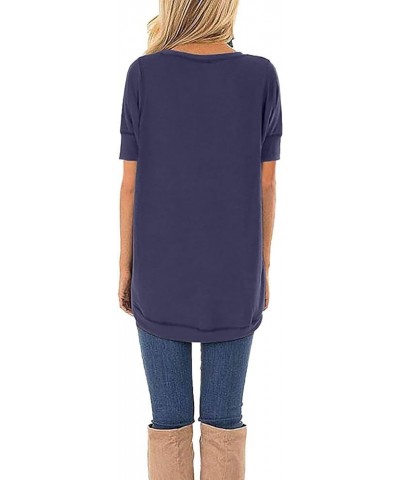 Summer Tops for Women Short Sleeve Side Split Casual Loose Tunic Top A-11 Purple Gray $17.69 Vests