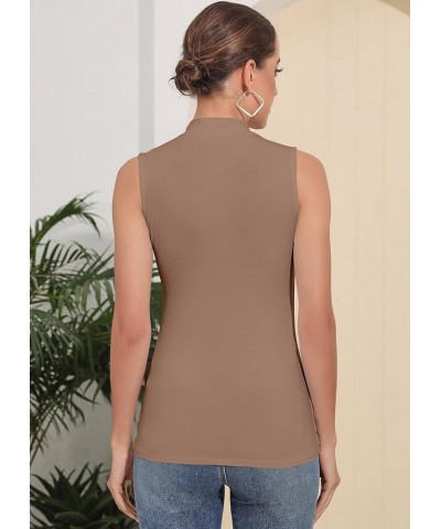 Women's Mock Turtleneck Long Sleeve/Sleeveless Basic Fitted Stretch Slim Shirts Tops Modal Sleeveless Mdl Sleeveless Mocha $8...