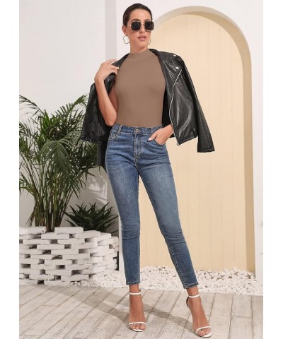 Women's Mock Turtleneck Long Sleeve/Sleeveless Basic Fitted Stretch Slim Shirts Tops Modal Sleeveless Mdl Sleeveless Mocha $8...