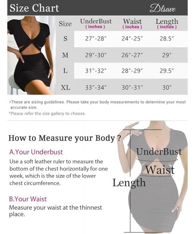 Womens Sexy Cut Out V Neck Ruched Dress Bodycon Mini Party Club Outfits Dresses for Women Black $12.60 Dresses