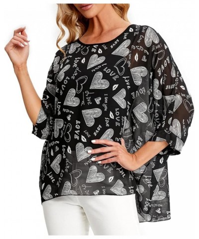 Women's Chiffon Caftan Poncho Tunic Top Cover up Batwing Blouse Z-4418 $11.96 Tops