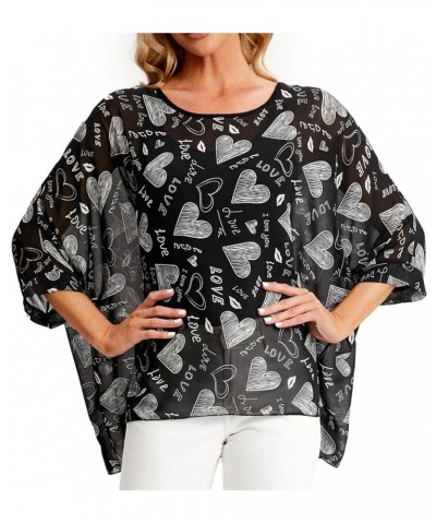 Women's Chiffon Caftan Poncho Tunic Top Cover up Batwing Blouse Z-4418 $11.96 Tops