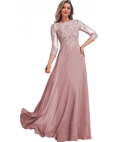 Women's Lace Mother of The Bride Dresses Long for Wedding Chiffon Long Formal Evening Dress with Sleeves White $48.22 Dresses