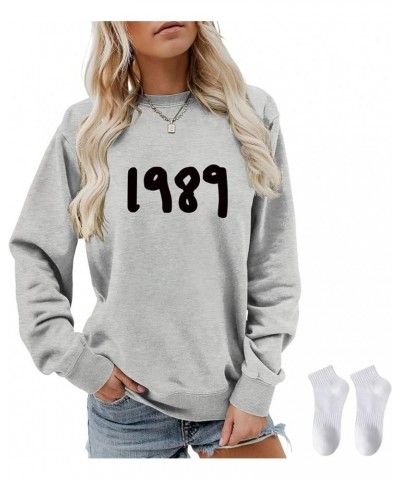 Women's Long Sleeve Sweatshirt Casual Crewneck Loose Fit Tops Pullovers Gifts (S~XXL) 2XL Grey 1 $15.05 Activewear